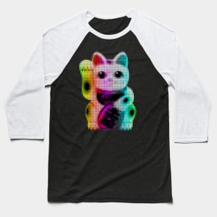 Pop Art Circles Lucky Cat - Maneki Neko Baseball T-Shirt